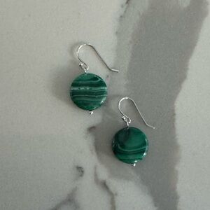 NWOT Tuckernuck Hazy Earrings, Green Malachite, Sterling Silver